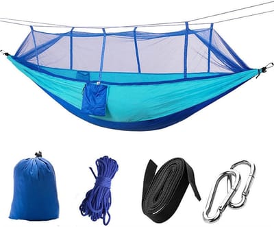 Draagbare Hangmat - Kampeer Hangmat - Ontspannen Buiten - Hoge Sterkte Nylon - 260x130cm - Blauw