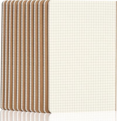 Kraft Notitieboeken Set van 12, 60 Pagina's per Blok, 80 gsm, Perfect voor Tekenen en Notities, 30 Vellen met Diamanten