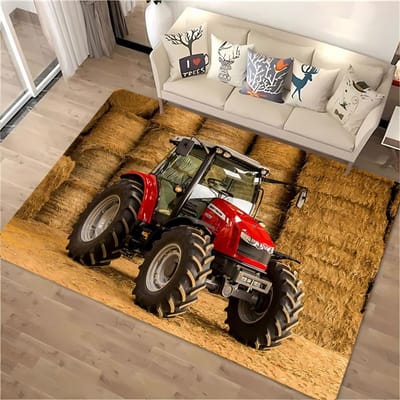 Auto Tractor Serie Patroon Tapijt, Woonkamer en Slaapkamer Huishoudelijke Artikelen, Kinderkamer Sofa Mat Deurmat Vloer Antislip Kleed Cadeau 70x100cm (28x39in)