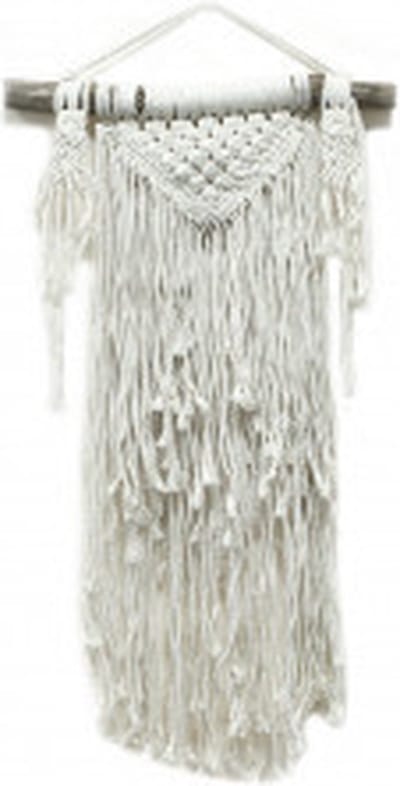 Macramé Wandkleed - Natuurlijke Overvloed - Beige - 70x40cm - Wanddecoratie - Woondecoratie
