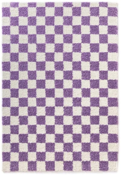 Checkerboard vloerkleed - Check ivoor/lila 160x230