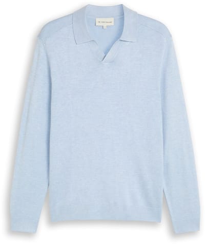 Tom Tailor - Gebreide trui met polokraag - Maat XXXL - Pale Blue Mélange