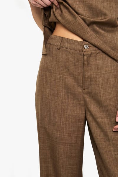 boohoo Dames Melierte rechte pijpenbroeken | Chocoladebruin | Maat: 36