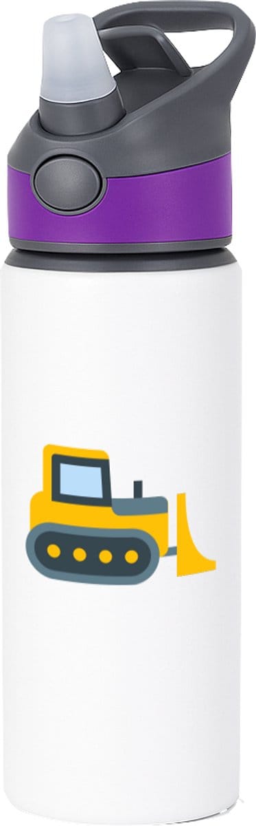 Hacebo® - Shovel waterfles met rietje paars - Auto - Bouwmeester - Werken in de bouw - bouwer - bouwvakarbeider - klusjesman - water fles - 650ML