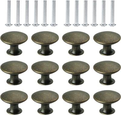 12 Stuks Keuken Kastknoppen 30mm Deurgrepen Paddenstoel Vormige Lades Knoppen Bronzen Ronde Trekhandvatten voor Meubels en Badkamerkasten