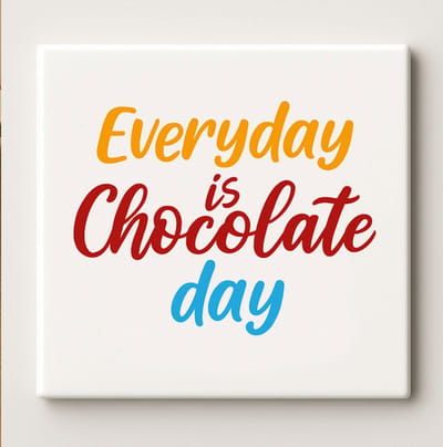 15x15 cm Keramische Tegel – 'Elke Dag is Chocolade Dag' Motivational Quote Ontwerp
