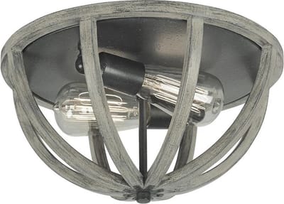 Feiss LED Plafondlamp Allier | 2X E27 Max 60W | Dimbaar | Weathered Oak Wood/Antique Forged Iron