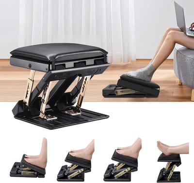Voetsteun bureau, ergonomische voetenbank met massagefunctie, verstelbare hoek en 4 verschillende hoogteposities, voor kantoor en thuiskantoor