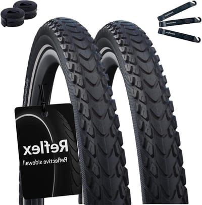 Fietsbanden Set - Banden Binnenbanden - Avontuurlijke Reizen - Dubbele Bescherming - 28 x 2.25 Inch - Zwart Reflex