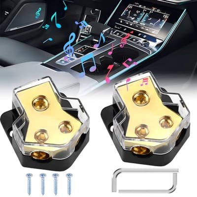 2-weg Car HiFi verdelerblok voor auto-audio, 12V stroomverdeling, zuiver koper distributieblok