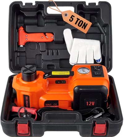 Roossentials elektrische autokrik - Krik - Hydraulische autokrik - Ingebouwde opblaasbare pomp - Banden wisselen - Garagekrik