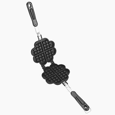 Wafelijzer Pan - Bakvorm - Ontbijt Maken - Hartvorm - 35 cm - Zwart