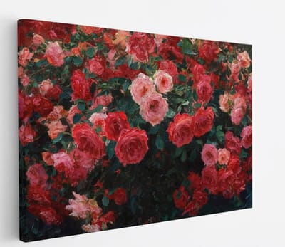 Saammp Canvas Schilderij - Abstracte Rozen in Tuin - Bloemen - Abstract - 45x30 - Foto op canvas - Wanddecoratie - Muurdecoratie Woonkamer - Kantoor Decoratie