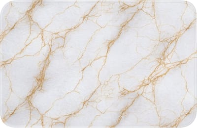 Badmat 60x40 cm - Antislip - Wit - Goud - Marmer - Aders - Badmatten voor badkamer - Badkamermat - Douchemat - Badkamer mat