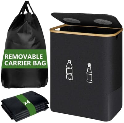 Archi 160L Opvouwbare Flessenverzamelaar – Recycleerbare Opvangzak - 4 Afneembare Draagtassen - Prullenbak Lege Flessen en Blikjes