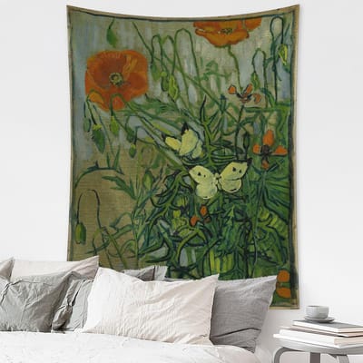 Wanhoop Moth Wandtapijt Wandhanger Van Gogh Olieverfschilderij Hippie Tapiz Kunst Esthetiek Kamer Woonkamer Woondecoratie 95x70cm gray