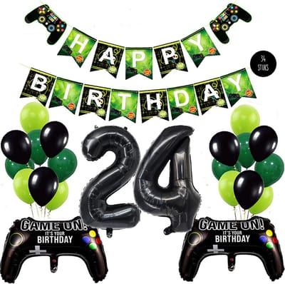 Snoes Mega Game Gamers Helium Verjaardags Ballonnen Feestdecoratie Black Cijfer Ballon nr 24