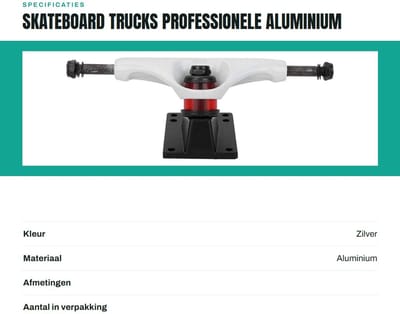 Dailygoods- Skateboard Trucks Duurzaam - Aluminium/Magnesium Legering - Lichtgewicht - Professionele Beugel - 2 Stuks - Geïntegreerd Design - Skateboardbeugels