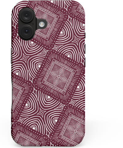 Casetastic hoesje geschikt voor Apple iPhone 16 - MagSafe - Dubbellaagse bescherming - Bohemien Rood Design - Fashion Case - Grijs Donkergrijs Taupe