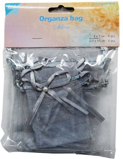 Joy! Crafts Organza zakjes - zilver (licht grijs) 6300/0045 6st. 12,5x9,5cm/ 4 st.9x7cm