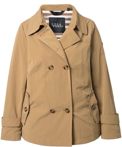 Ulla Popken - Dames - HYPRAR korte trenchcoat A-lijn waterafstotend - Beige - Maat 58+