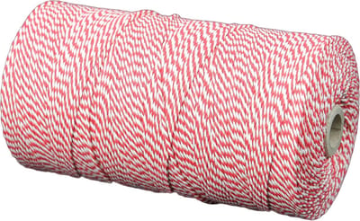 Katoenkoord - Rood/Wit - Touw - spoel 100gr - dikte 1,5mm - lengte 130 mtr (Nr.16)