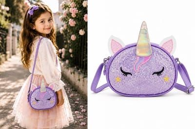 Meisjes Schoudertas – Unicorn – Paars – Pailletten Tas – Verstelbaar & Rits
