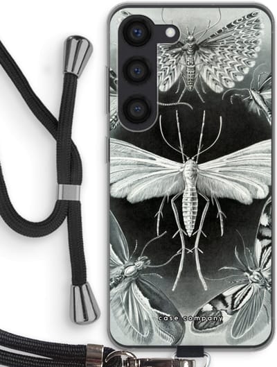 Hoesje met koord geschikt voor Samsung Galaxy S23 hoesje met Koord - Haeckel Tineida - Telefoonhoesje met Zwart Koord - Bescherming aan alle Kanten en Over de Schermrand