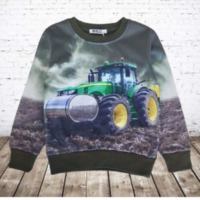 Stoere jongens trui met Trekker h138A - Groen - 86/92