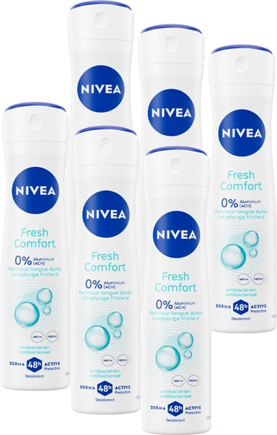 NIVEA Fresh Comfort Deodorant Spray - 48u bescherming - Voordeelverpakking - 6 x 150 ml