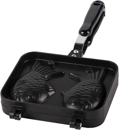 Wafelijzer Dubbele Pan - Wafelmaker Bakvorm - Zelf Wafels Maken - Visvorm Ontwerp - 38D x 19W x 4H cm