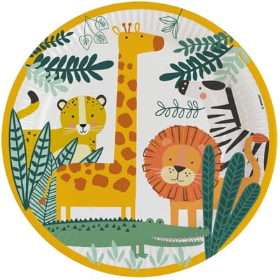 JUNGLE GET WILD KARTONNEN BORDJES 8 STUKS AMSCAN