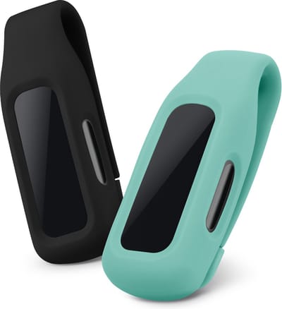 kwmobile 2x Clip Holders for Fitbit Inspire 3 / Inspire 2 / Ace 3 Clip On - Fitness Tracker Case Holder Replacement Set - TPU Silicone Tracker Holder for Sport - Black / Mint