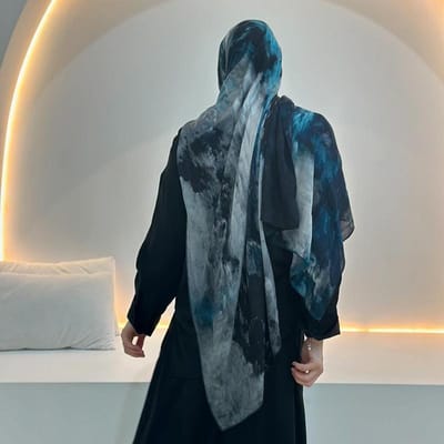 Écharpe Hijab Imprimée Musulmane, Premium, Dégradé, Teinture par Nouage, Aquarelle, Marbre, Châle Imprimé, Nouvelle Collection 80X180cm gray