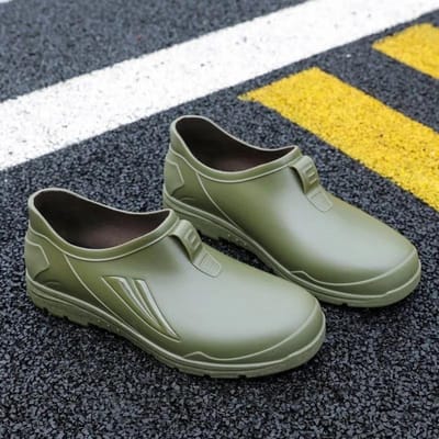 Regenschoenen Herenmode Plastic Antislip Waterdichte Schoenen Werkschoenen Lage Top Korte Loop Keukenschoenen Heren Rubberen Schoenen 42 groen