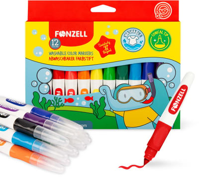 Fonzell Uitwasbare Kleurmarkerset - Vilstiften - 12 Kleuren