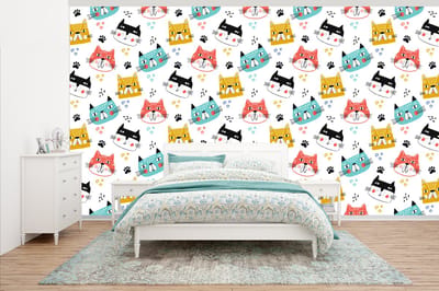 Behang - Fotobehang Jongens - Patronen - Katten - Breedte 500 cm x hoogte 280 cm