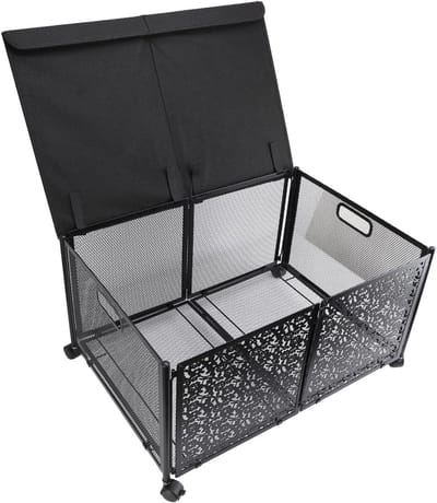 Grote Speelgoedkist - Opbergbox Kinderen - Speelgoed Opbergen - Met Deksel en Wielen - 70 Liter Capaciteit - Zwart