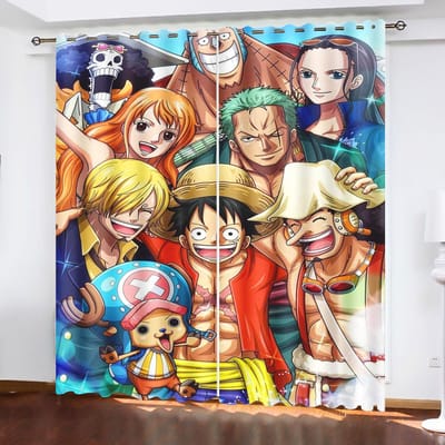 Monkey D Luffy Home Cartoon Gordijn One Piece Schattige Print Lichtfilterende Gordijnen Woonkamer Slaapkamer Hitte- en Zonbescherming 150x166cm