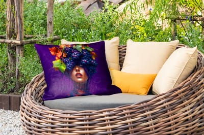 Buitenkussens - Tuin - Vrouw - Paars - Druiven - 50x30 cm