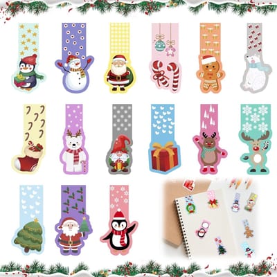 Dailygoods- Bladwijzers 30 Stuks - Magnetische Boekenleggers - Kleurrijke Bladwijzers - Kerstmotief - Gepersonaliseerde Kerstcadeaus - Voor Thuis/Kantoor