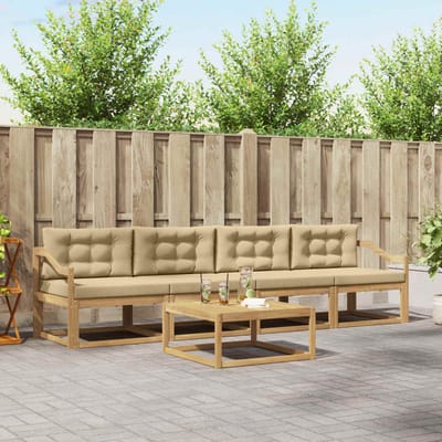 vidaXL - Buiten - bank - set - 4 - st - Wit - en - Beige