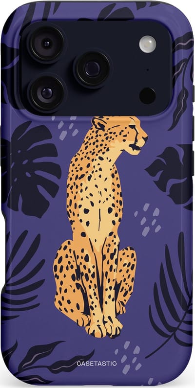 Casetastic hoesje geschikt voor Apple iPhone 17 Pro - MagSafe - Dubbellaagse bescherming - Cheetah elegantie - Fashion Case - Donkerblauw