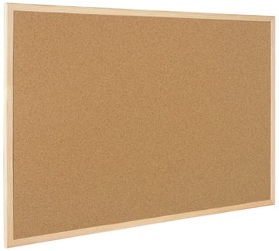 Dailygoods- Prikbord Natuurkurk 60 x 40 cm - Frame van Grenenhout - Inclusief 6 Punaises - Elegant en Tijdloos - Eenvoudig te Monteren - Kurkbord