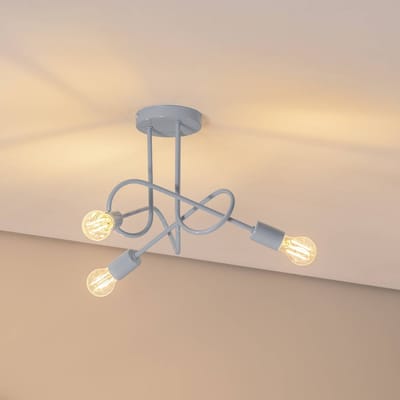HELAM Oxford plafondlamp, Ø 44 cm, lichtblauw, metaal, 3-lamps