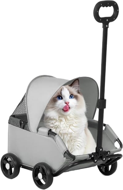 Huisdierenbuggy - Reisbuggy Dier - Avonturen Buiten - Geavanceerde Ventilatie - Tot 7 kg - Grijs