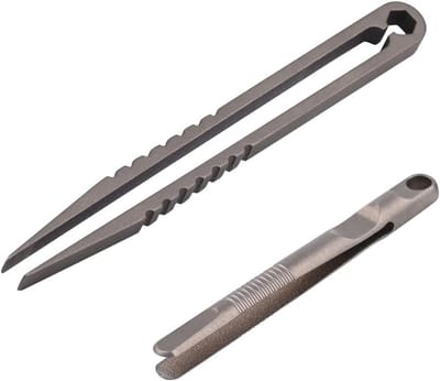 Mini Titanium Pincet - Precisie Tool - Splinters Verwijderen - Ultralicht Materiaal - 2 Stuks - Grijs
