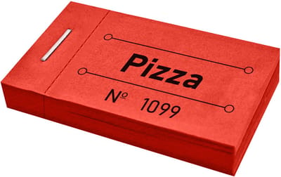 CombiCraft consumptiebonnen 50x30mm pizza rood - 5 boekjes met in totaal 250 bonnen