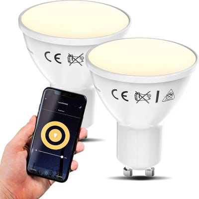 B.K.Licht smart light LED WiFi lamp GU10 lichtbron - warm wit licht - voice control via Alexa en Google Home - set van 2