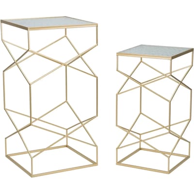 Bijzettafel van goudkleurig metaal Mauro Ferretti Glassy (x2)